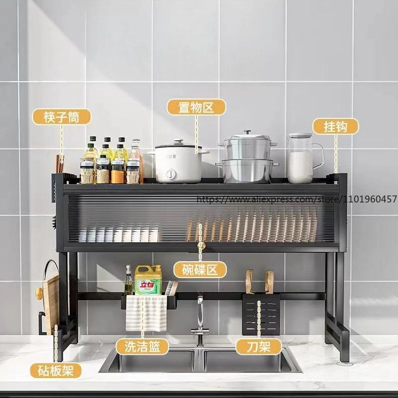 😱✨Escurridor y Organizador de platos con drenaje de agua💧