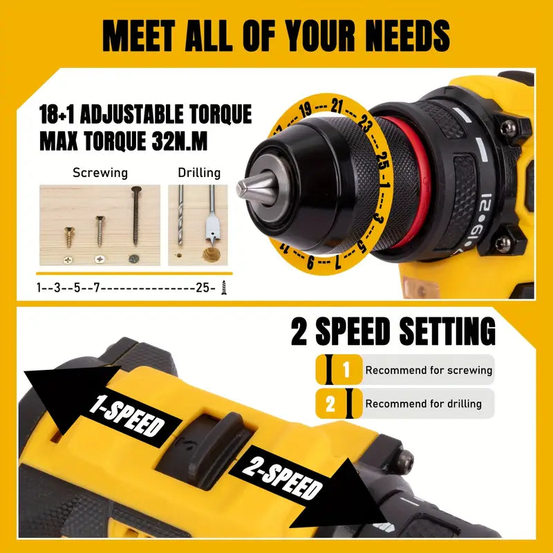 👷‍♂️TALADRO PERCUTOR /ATORNILLADOR + SET 32 PIEZAS  😱😱